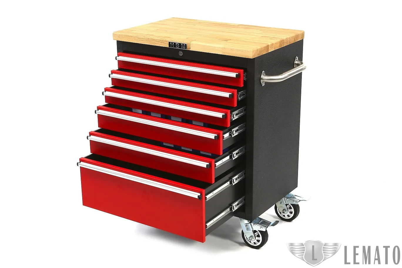 HBM Profi 6 Laden Gereedschapswagen met Houten Blad